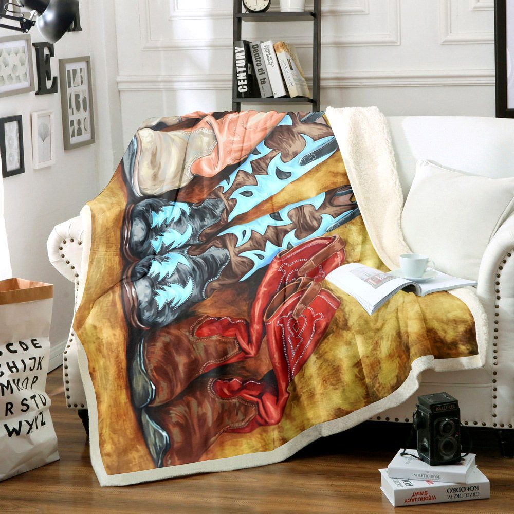 Cowboy Boots Sherpa Fleece Blanket