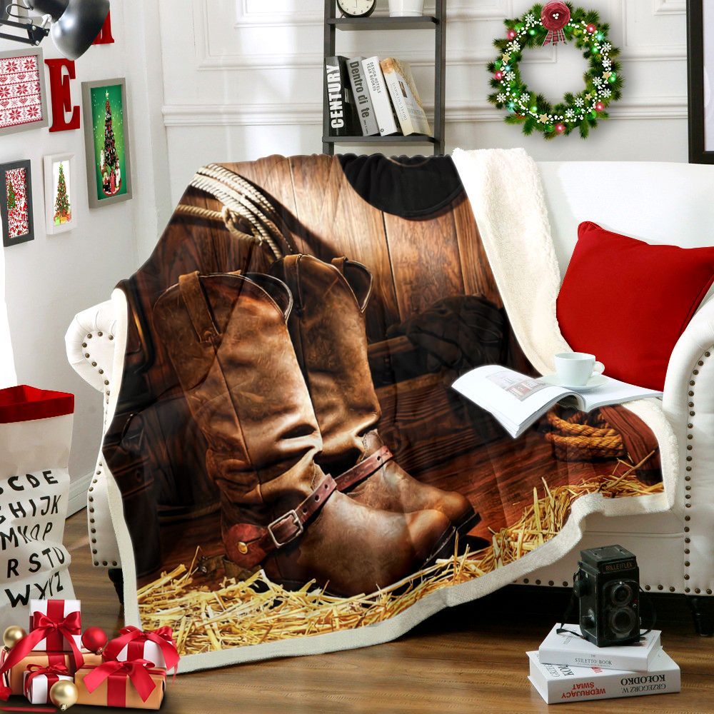 Cowboy Boots Sherpa Fleece Blanket