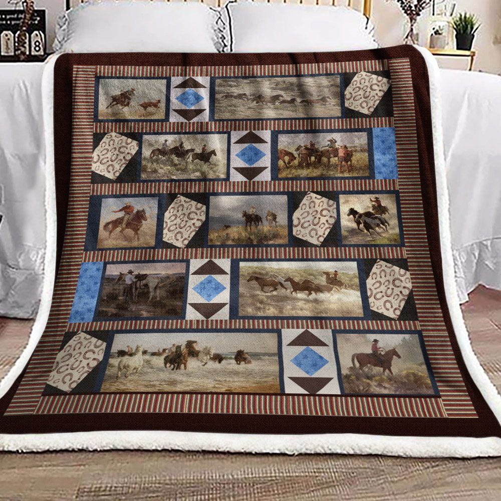 Cowboy Sherpa Fleece Blanket