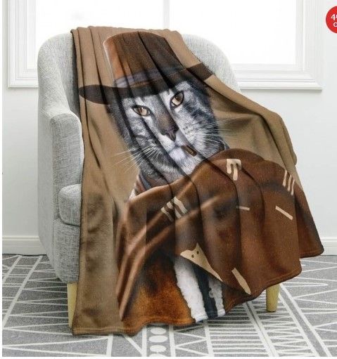 Cowboy Cat Sherpa Fleece Blanket