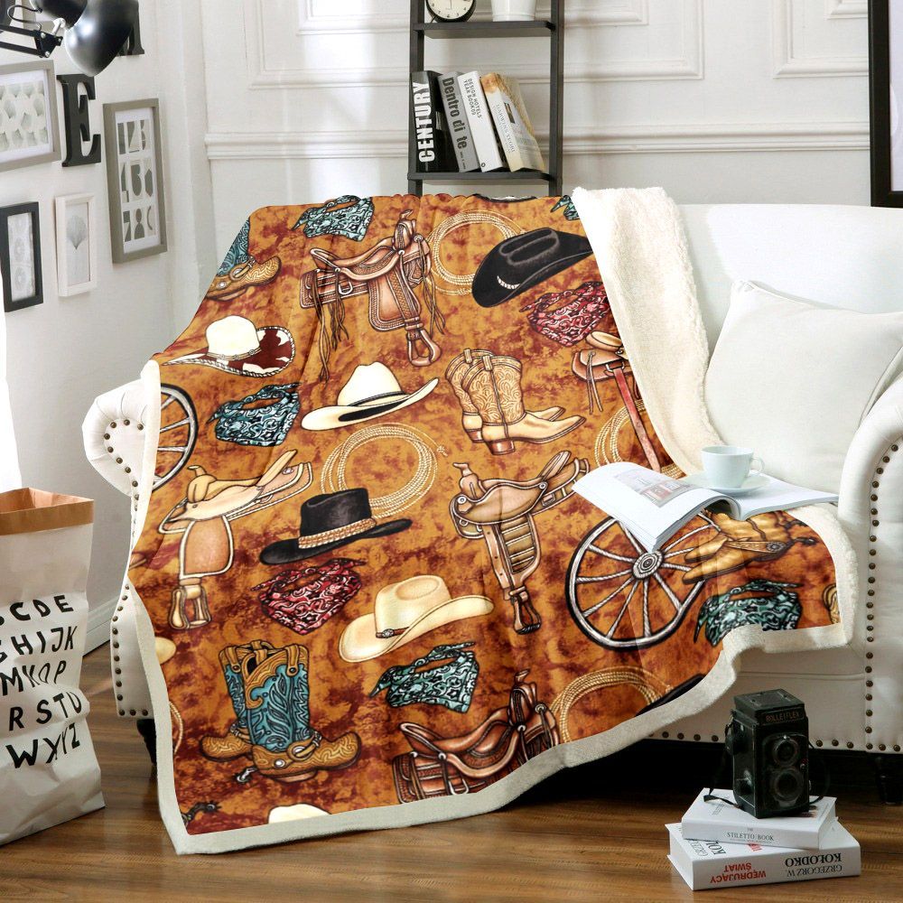 Cowboy Sherpa Fleece Blanket