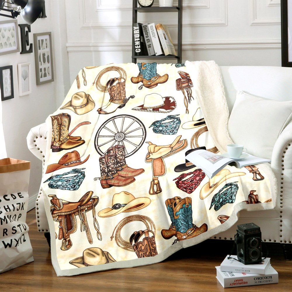 Cowboy Sherpa Fleece Blanket