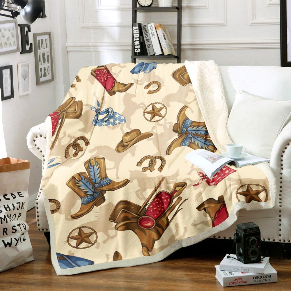 Cowboy Sherpa Fleece Blanket