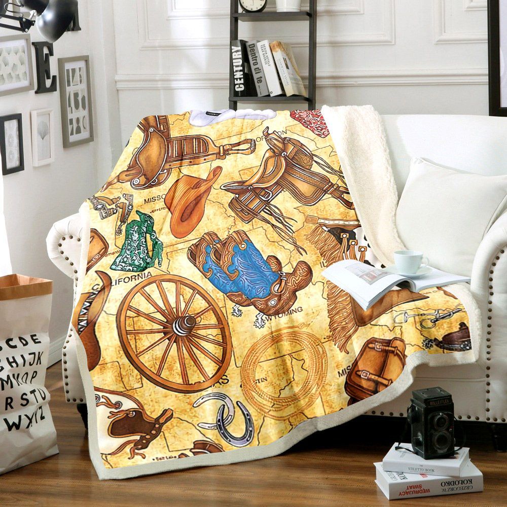 Cowboy Sherpa Fleece Blanket