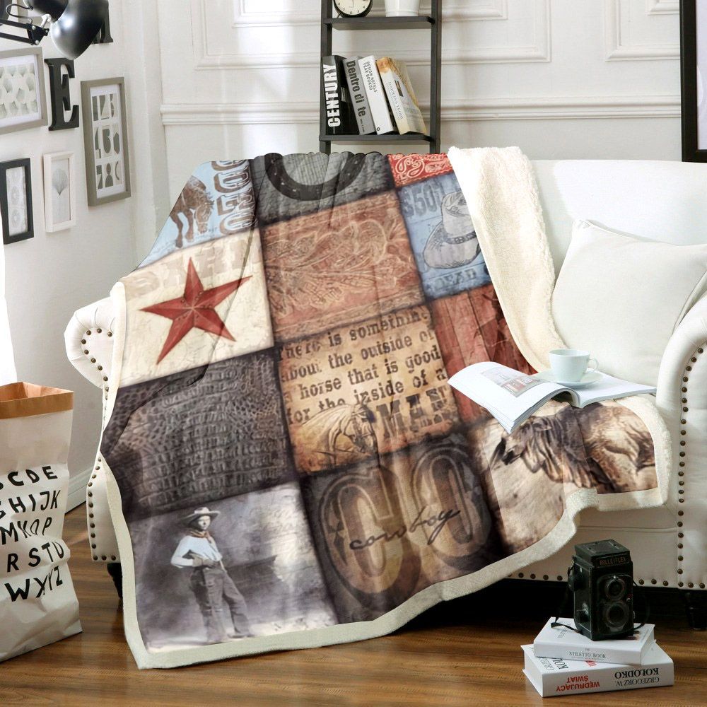 Cowboy Sherpa Fleece Blanket