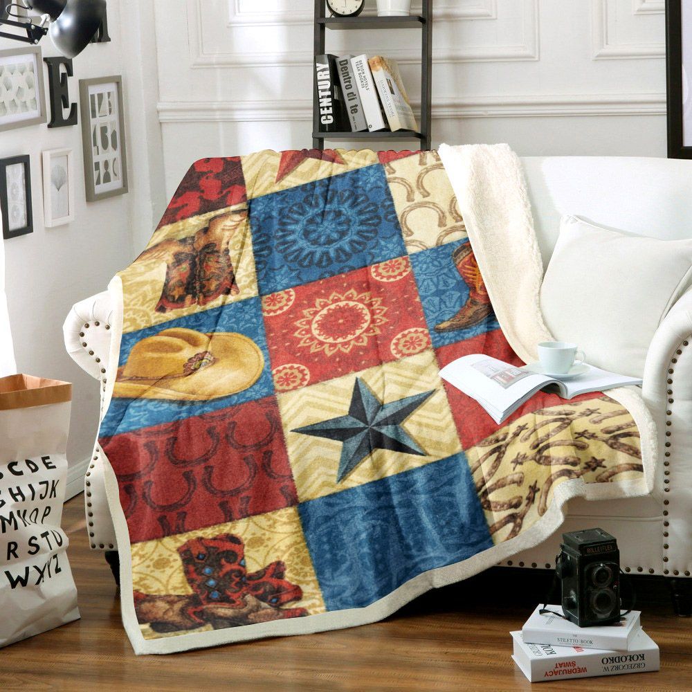 Cowboy Sherpa Fleece Blanket