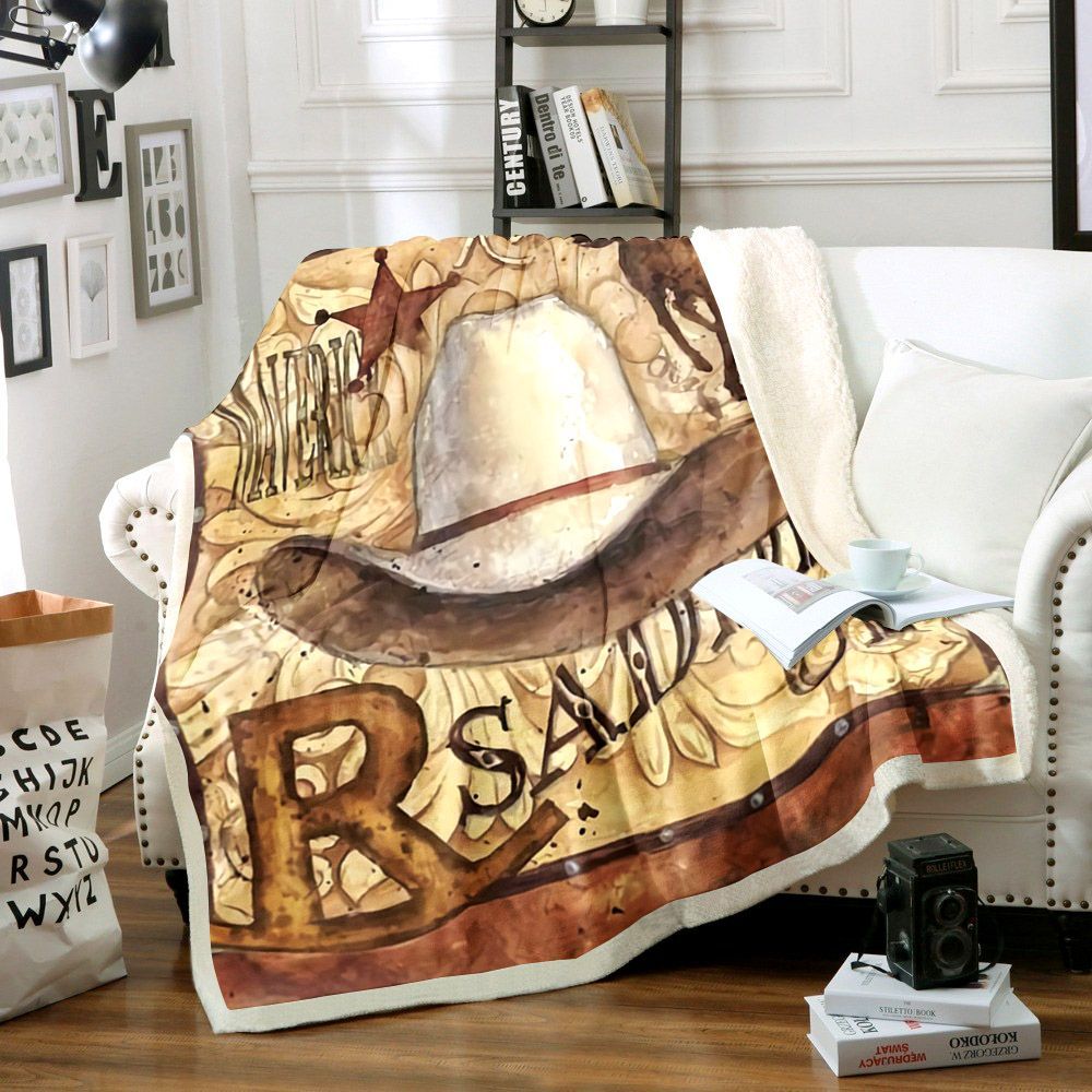 Cowboy Sherpa Fleece Blanket
