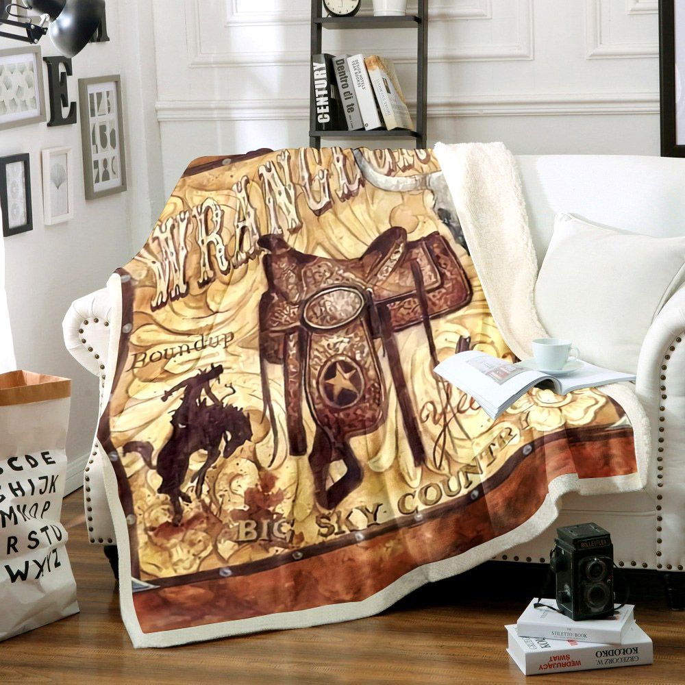Cowboy Sherpa Fleece Blanket