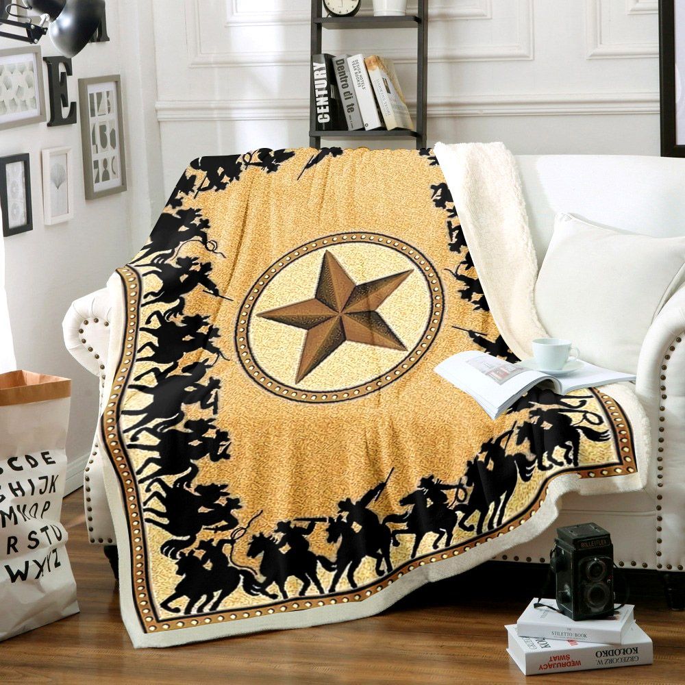 Cowboy Sherpa Fleece Blanket