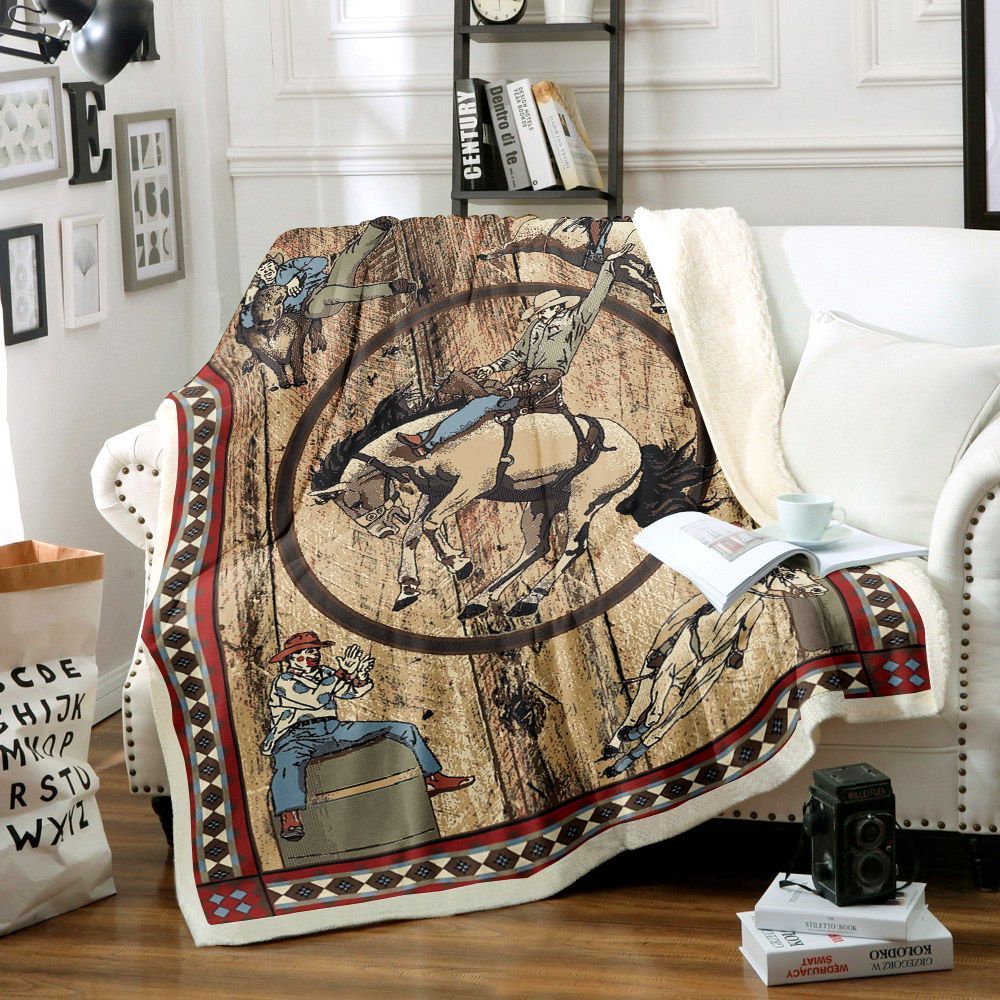 Cowboy Sherpa Fleece Blanket