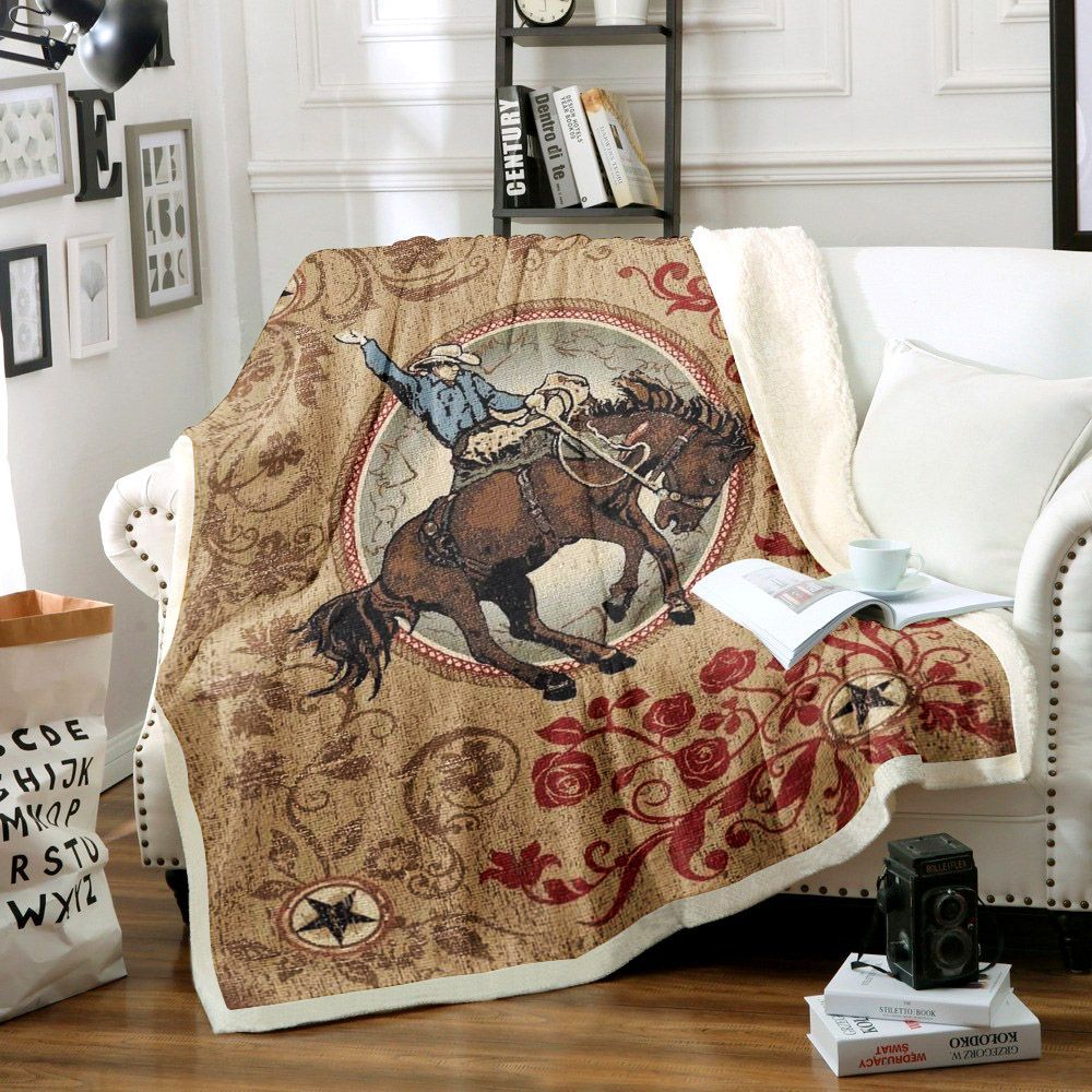 Cowboy Sherpa Fleece Blanket