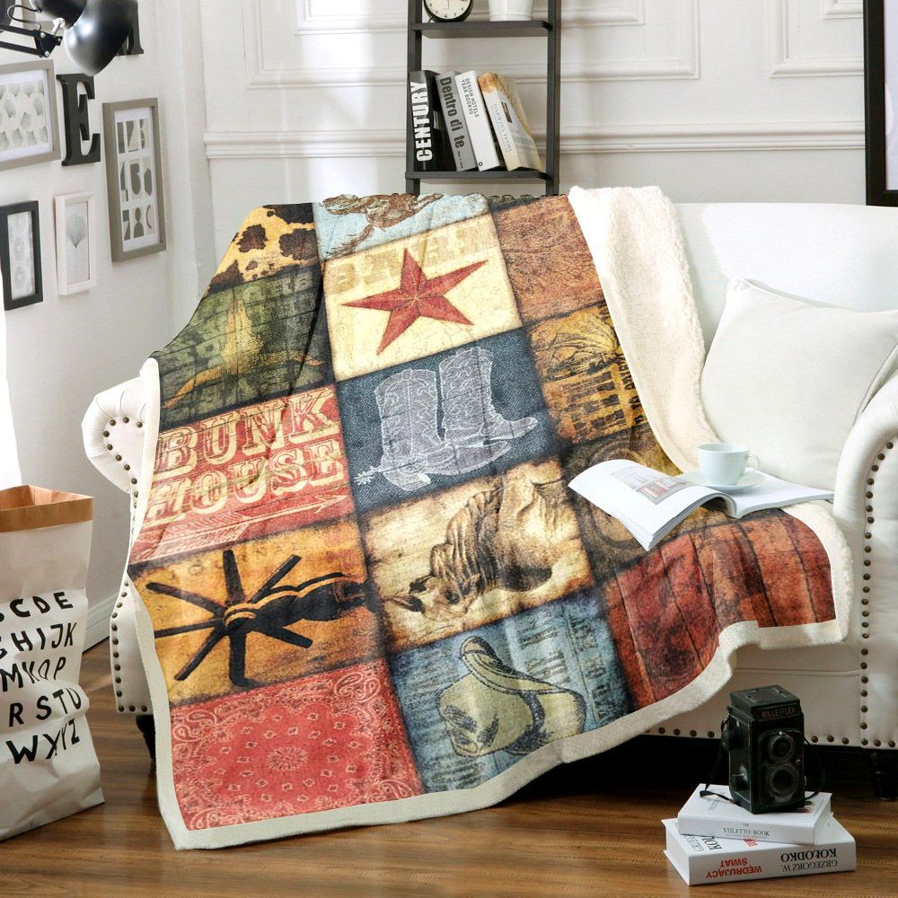 Cowboy Sherpa Fleece Blanket