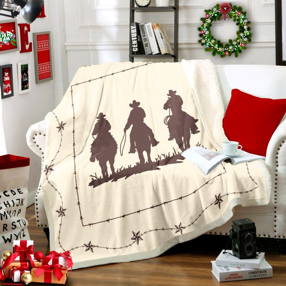 Cowboy Sherpa Fleece Blanket