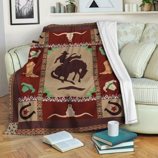 Cowboy Sherpa Fleece Blanket