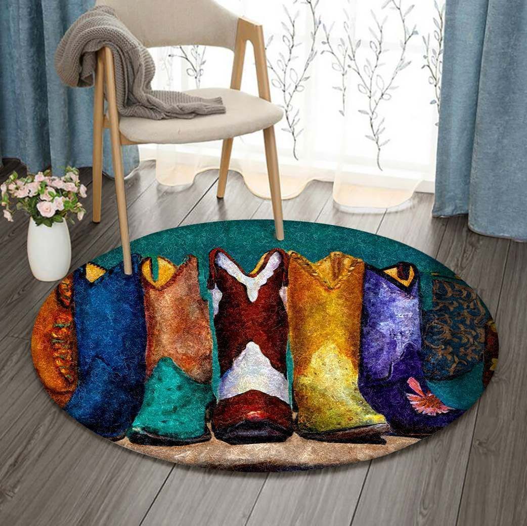 Cowboy Color Boots Round Carpet
