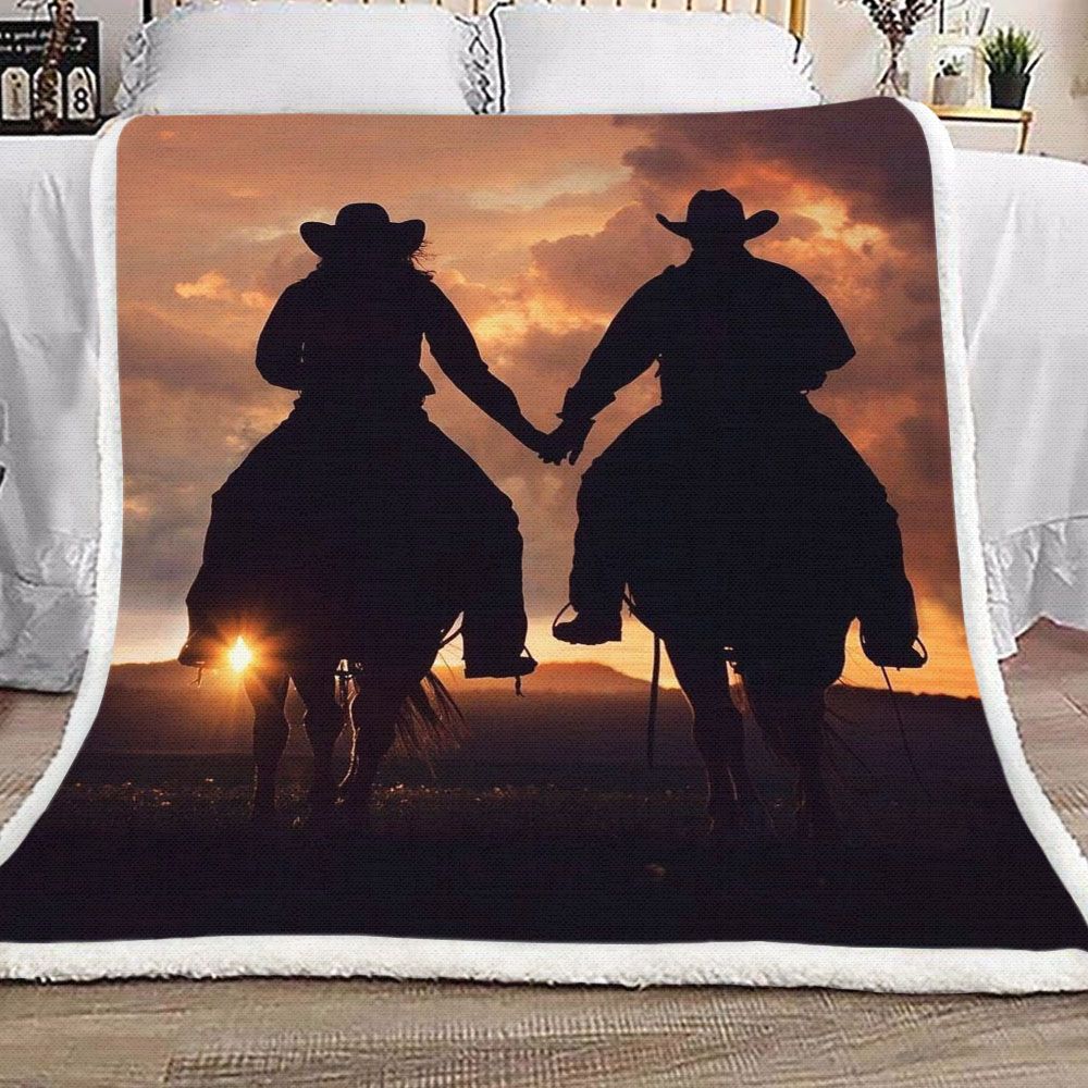 Cowboy Couple Fleece Blanket