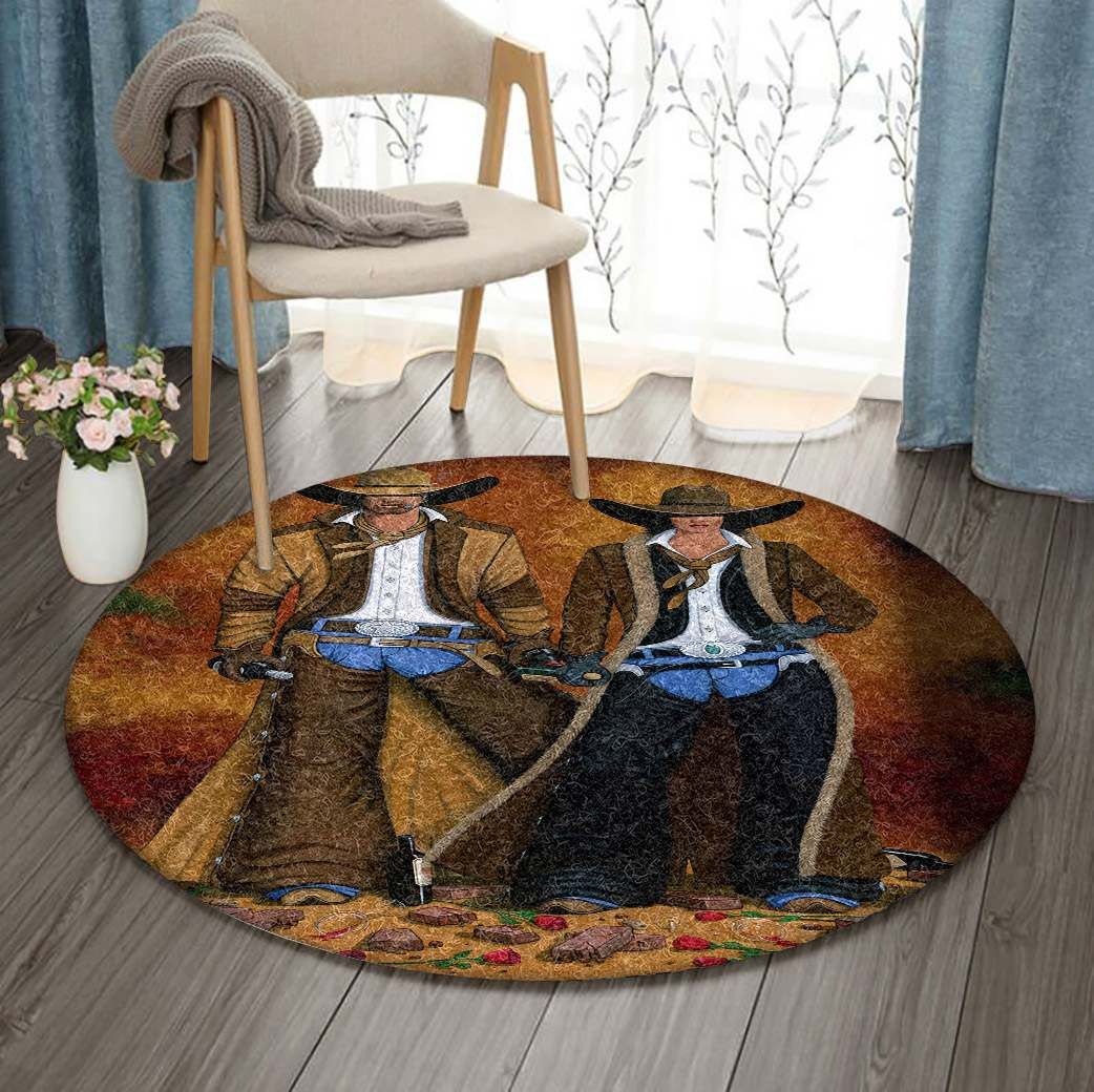 Cowboy Cowgirl Round Carpet