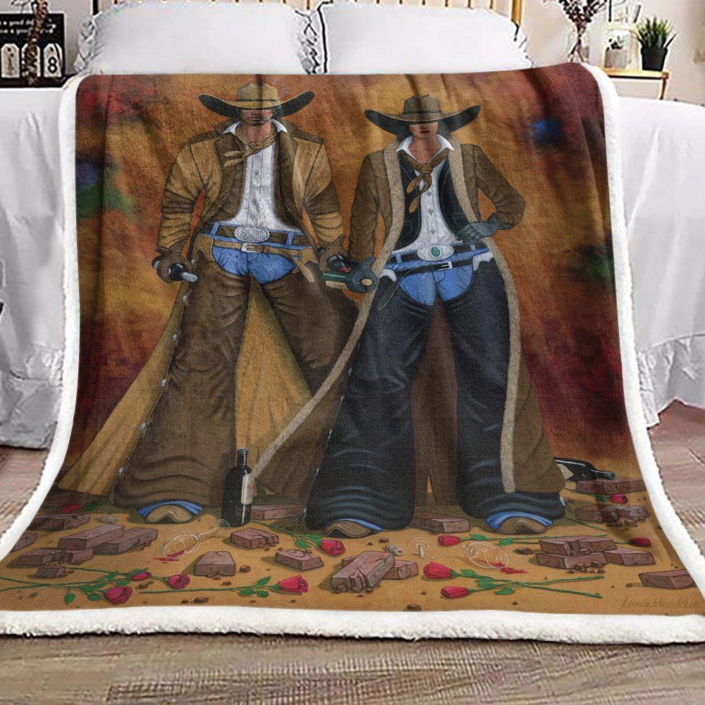 Cowboy Cowgirl Sherpa Fleece Blanket