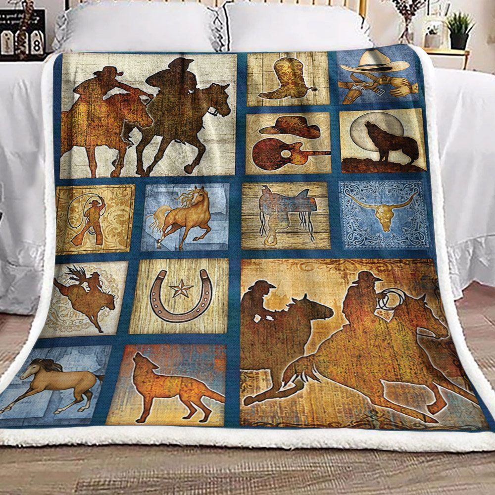 Cowboy Sherpa Fleece Blanket