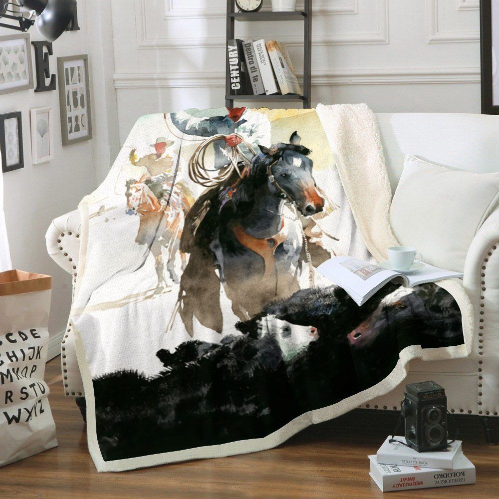 Cowboy Sherpa Fleece Blanket