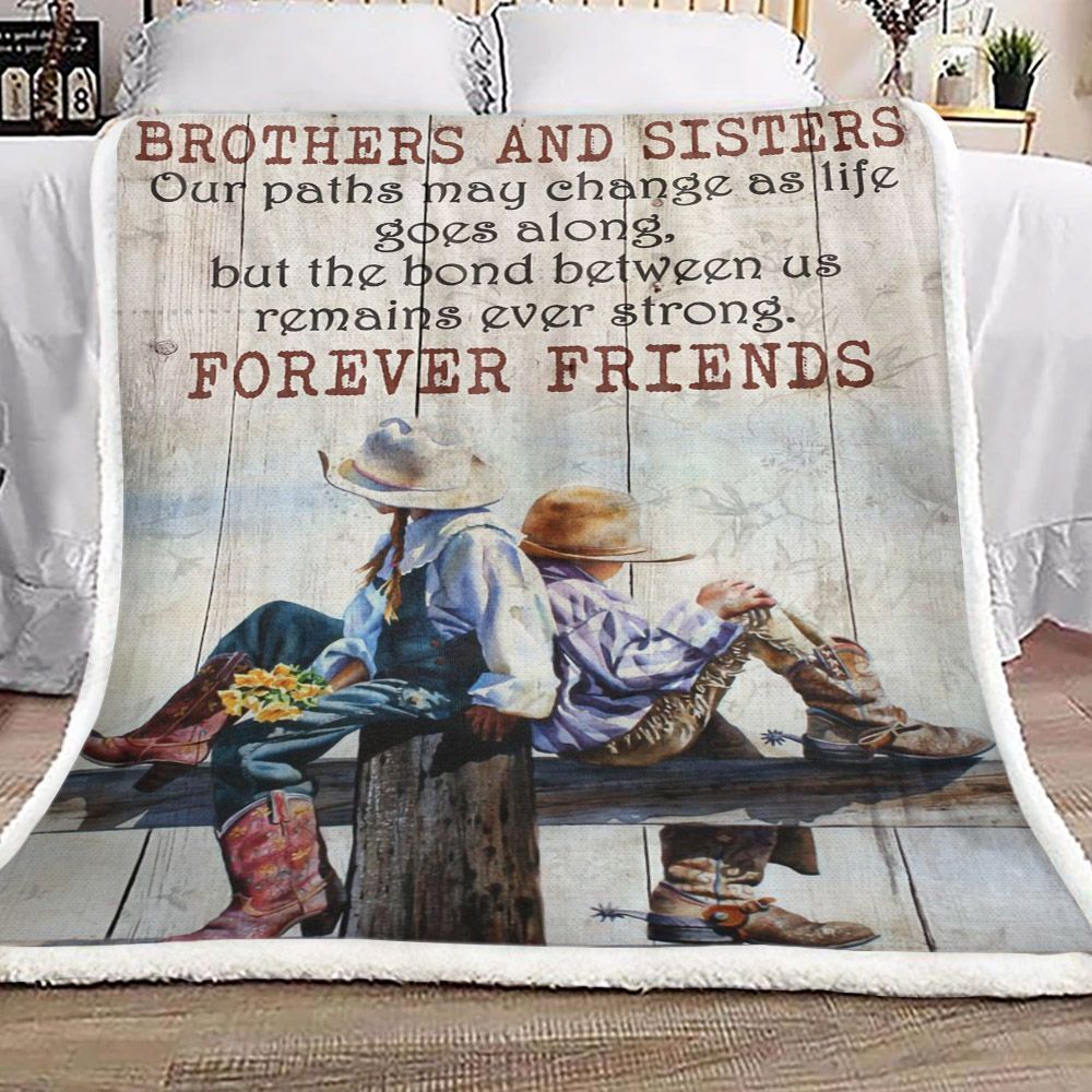 Cowboy Family Brothers Sisters Sherpa Fleece Blanket