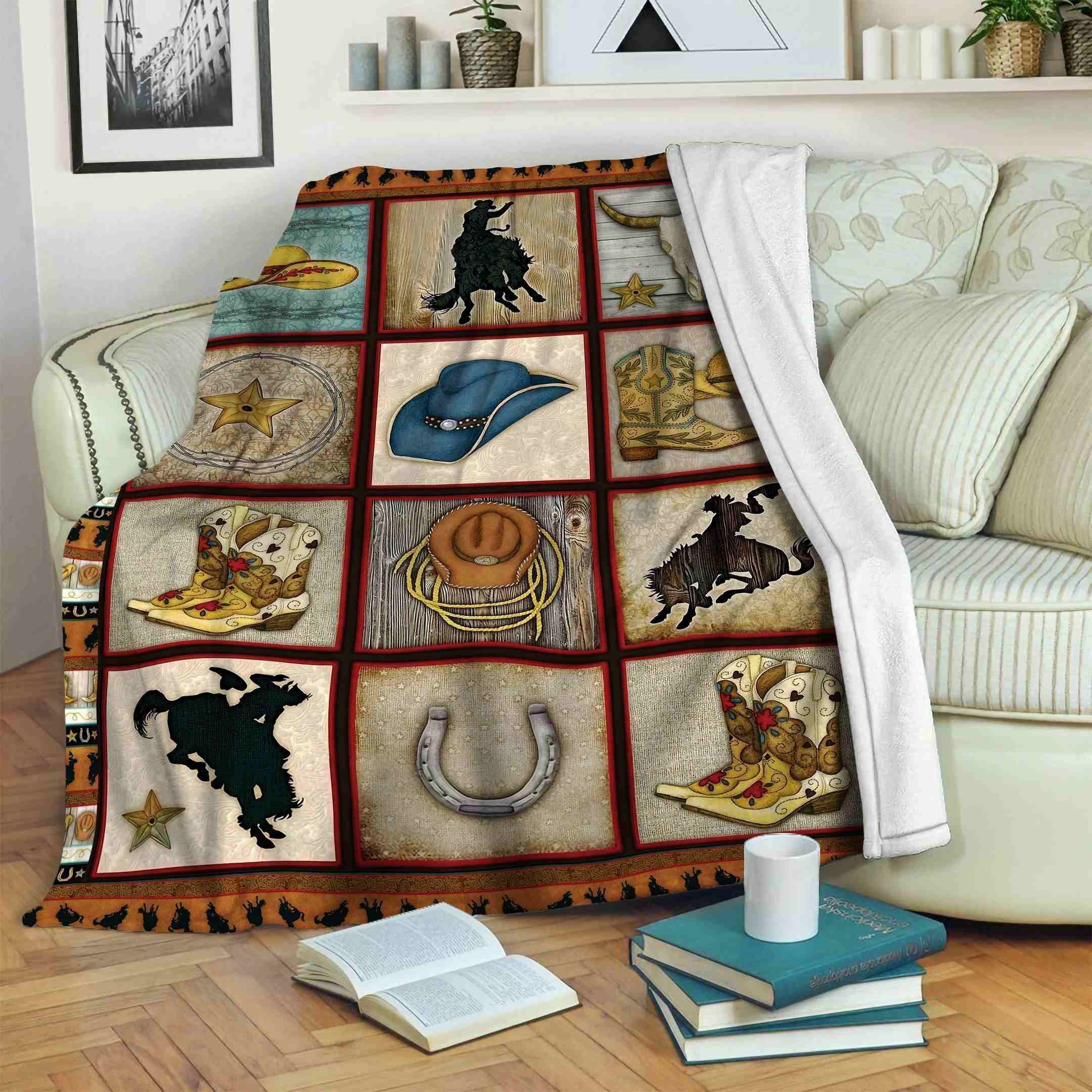 Cowboy Sherpa Fleece Blanket