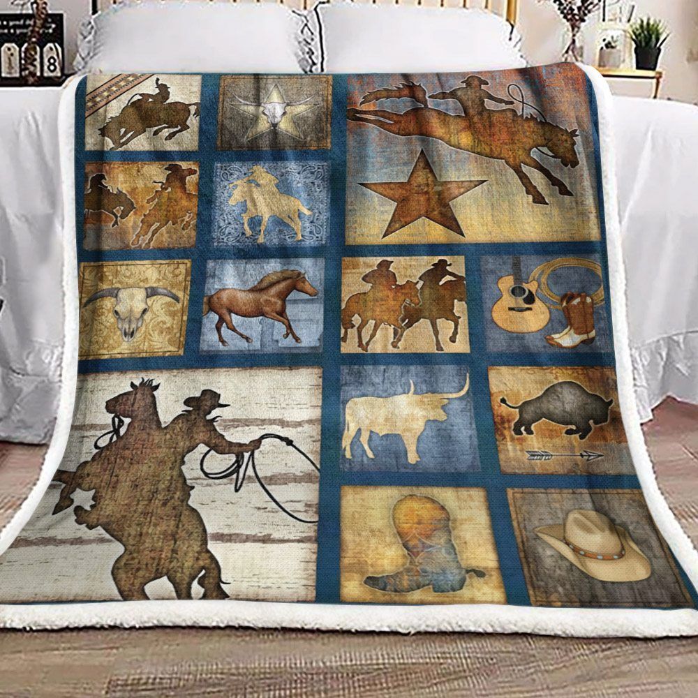 Cowboy Sherpa Fleece Blanket