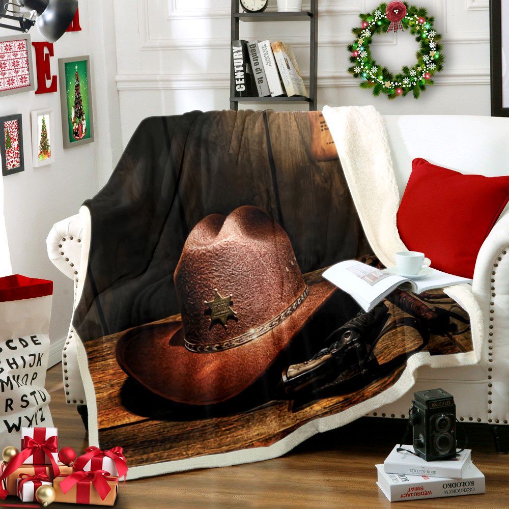 Cowboy Hat Sherpa Fleece Blanket