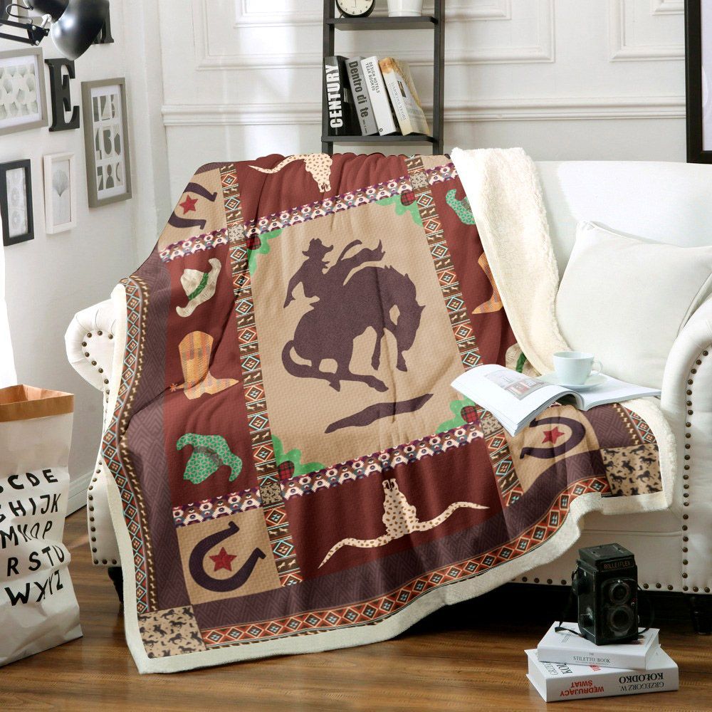 Cowboy Sherpa Fleece Blanket