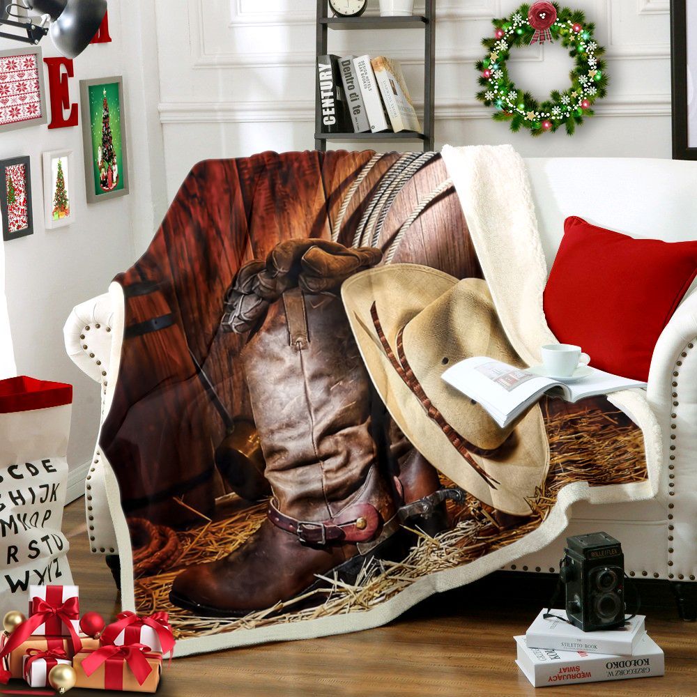 Cowboy Sherpa Fleece Blanket