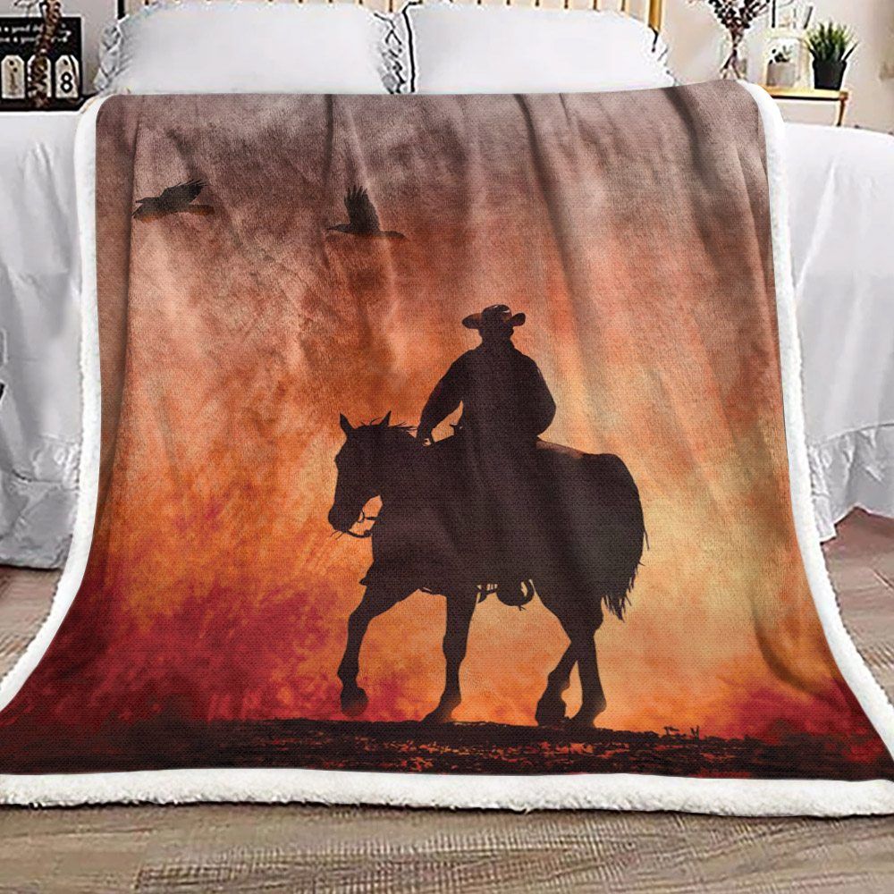 Cowboy Sherpa Fleece Blanket