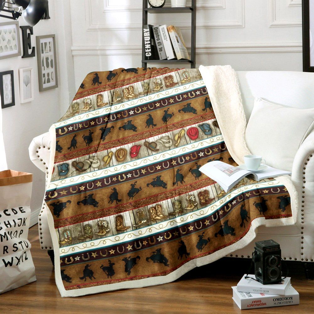Cowboy Sherpa Fleece Blanket