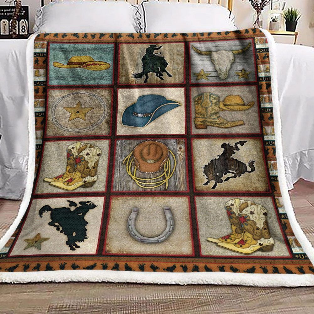 Cowboy Sherpa Fleece Blanket