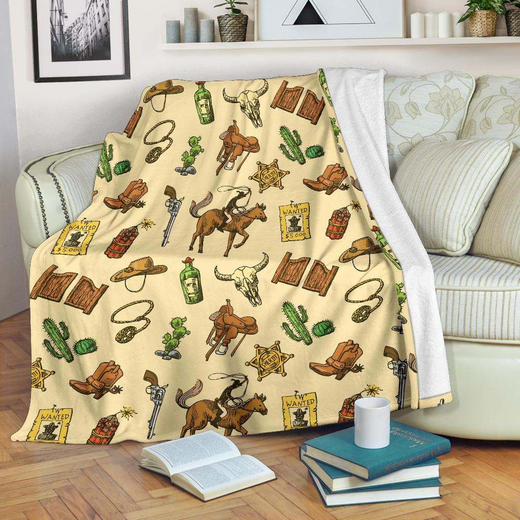 Cowboy Pattern Sherpa Fleece Blanket