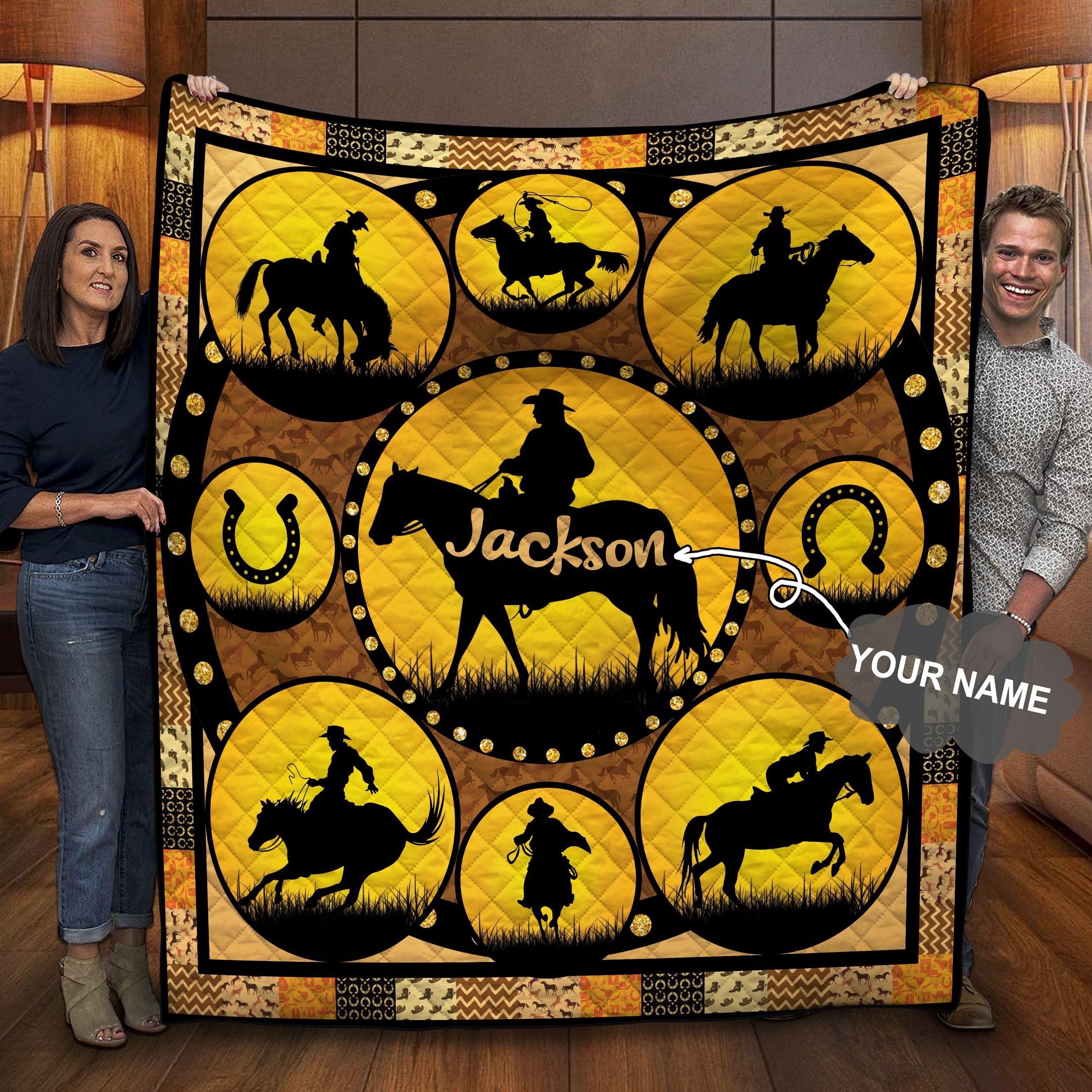 Cowboy Personalized Quilt Blanket AAA150604TA