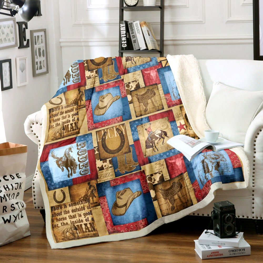 Cowboy Rodeo Sherpa Fleece Blanket