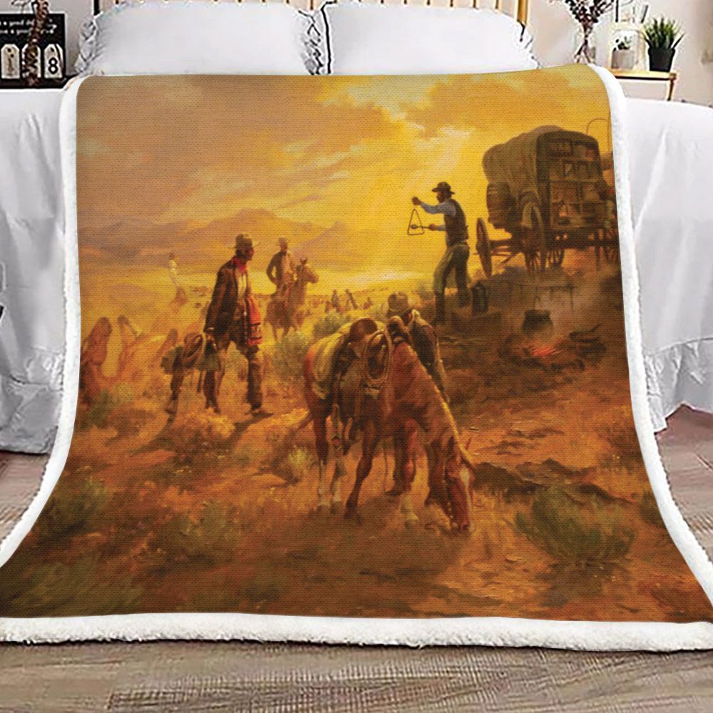Cowboy Sherpa Fleece Blanket