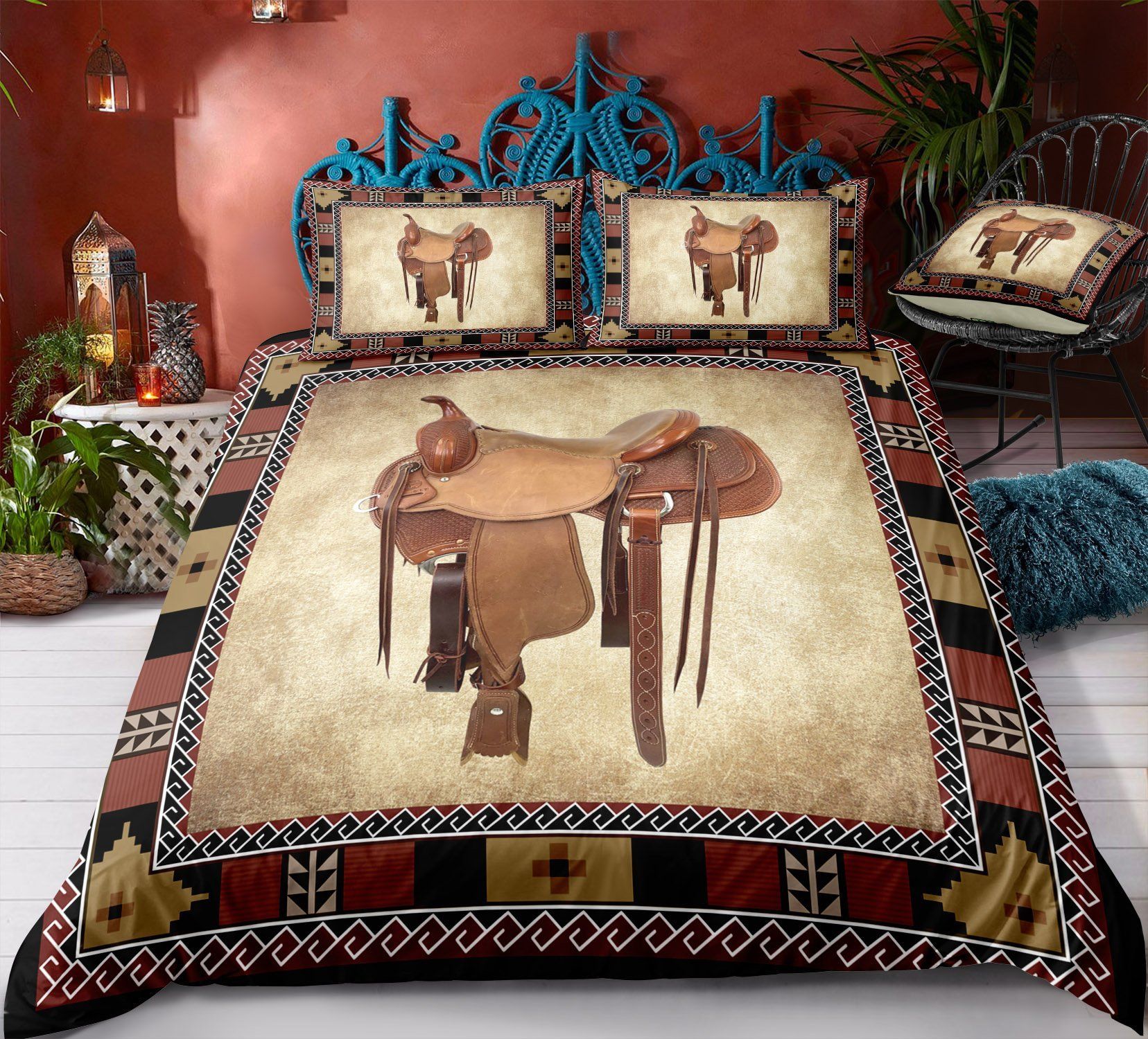 Cowboy Themed Vintage Design Bedding Set