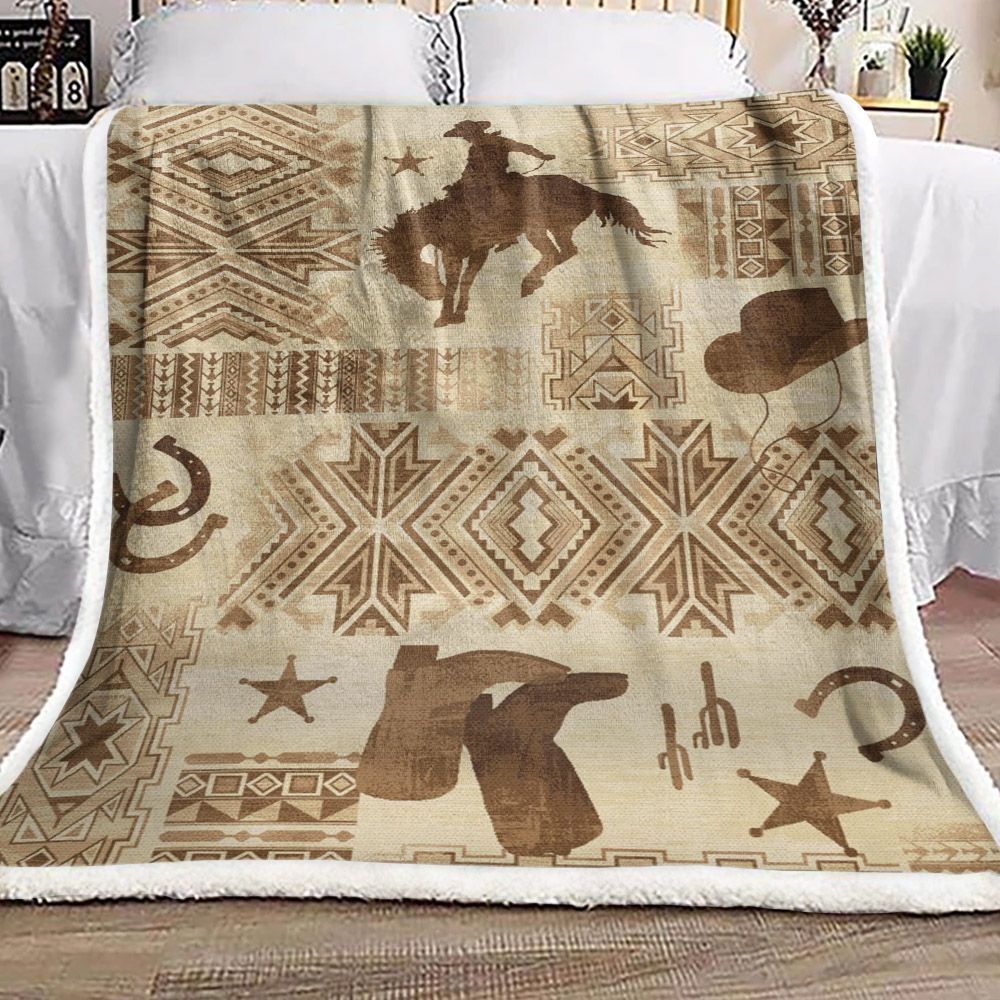Cowboy Sherpa Fleece Blanket