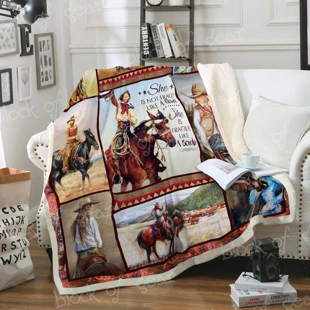 Cowgirl Sherpa Fleece Blanket