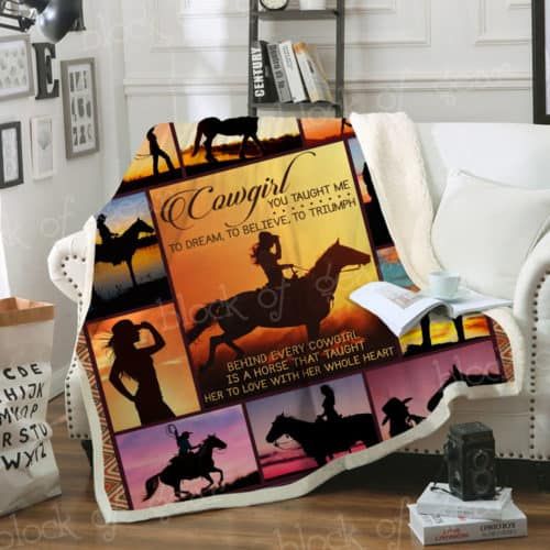 Cowgirl Sherpa Fleece Blanket