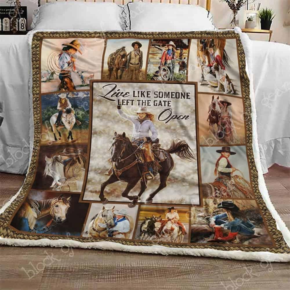 Cowgirl Sherpa Fleece Blanket