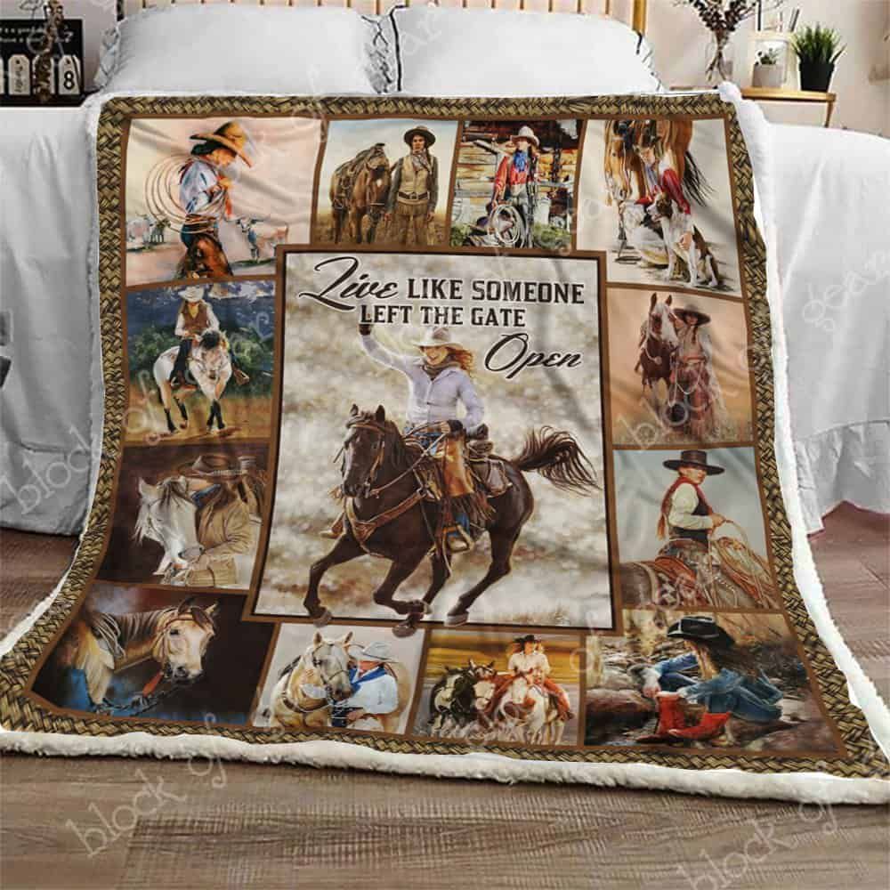 Cowgirl Sherpa Fleece Blanket
