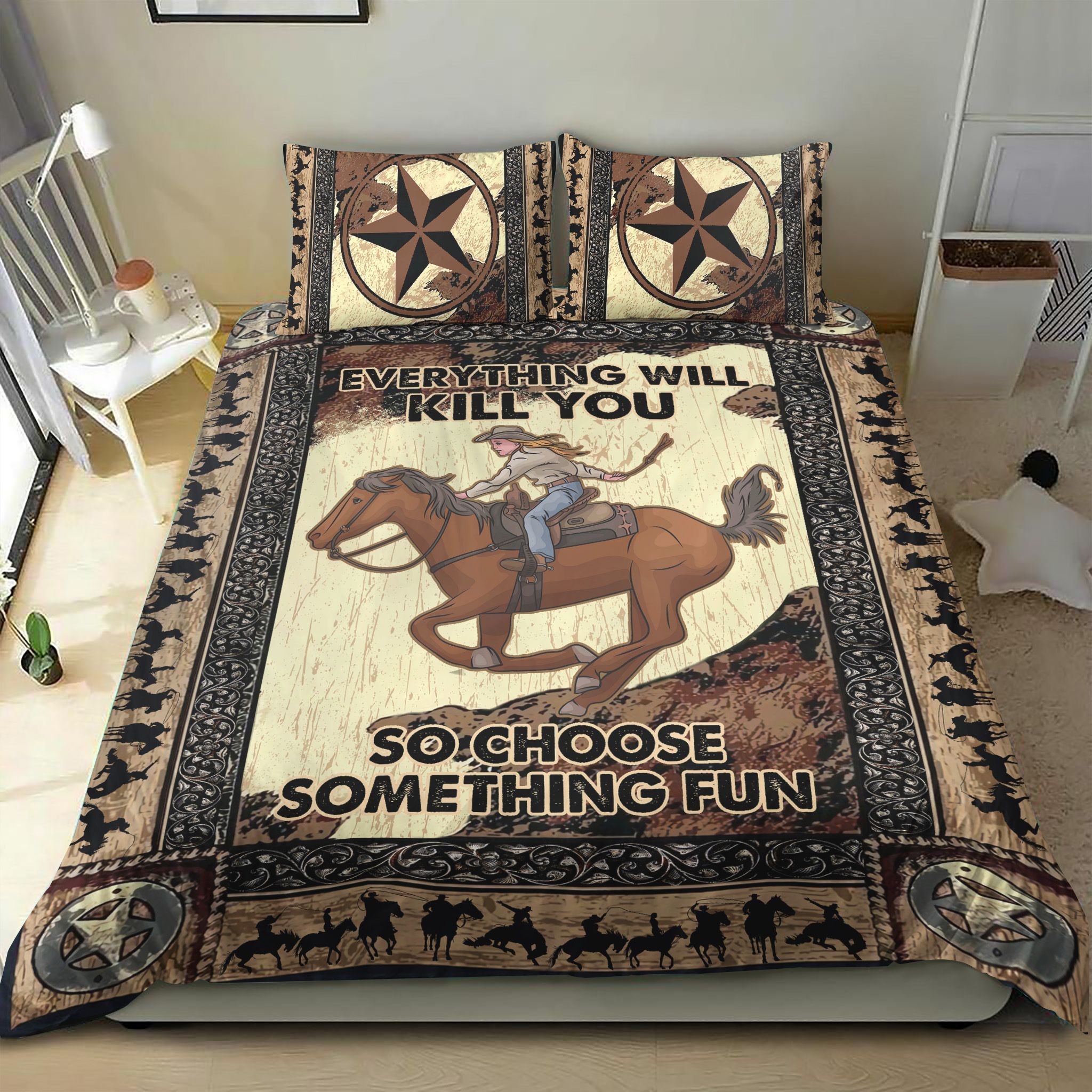 Cowgirl Riding Horse Bedding Set