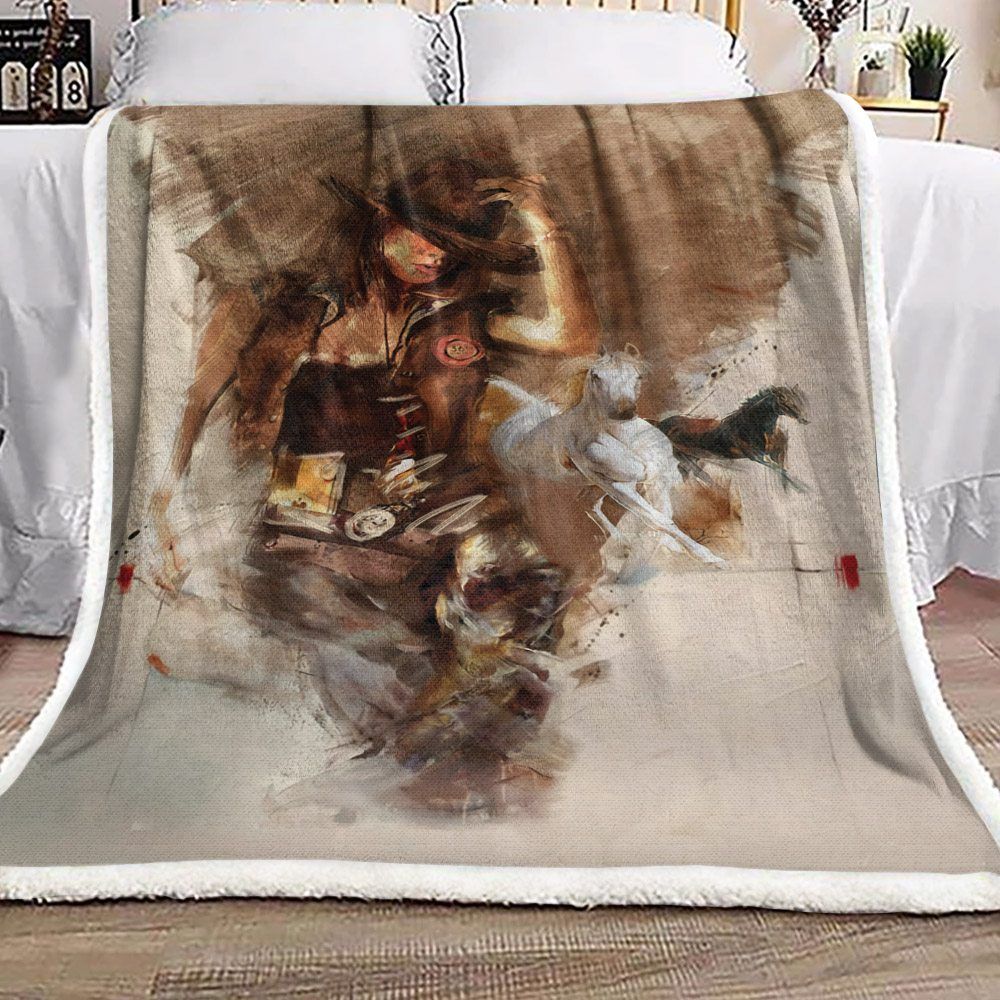 Cowgirl Sherpa Fleece Blanket