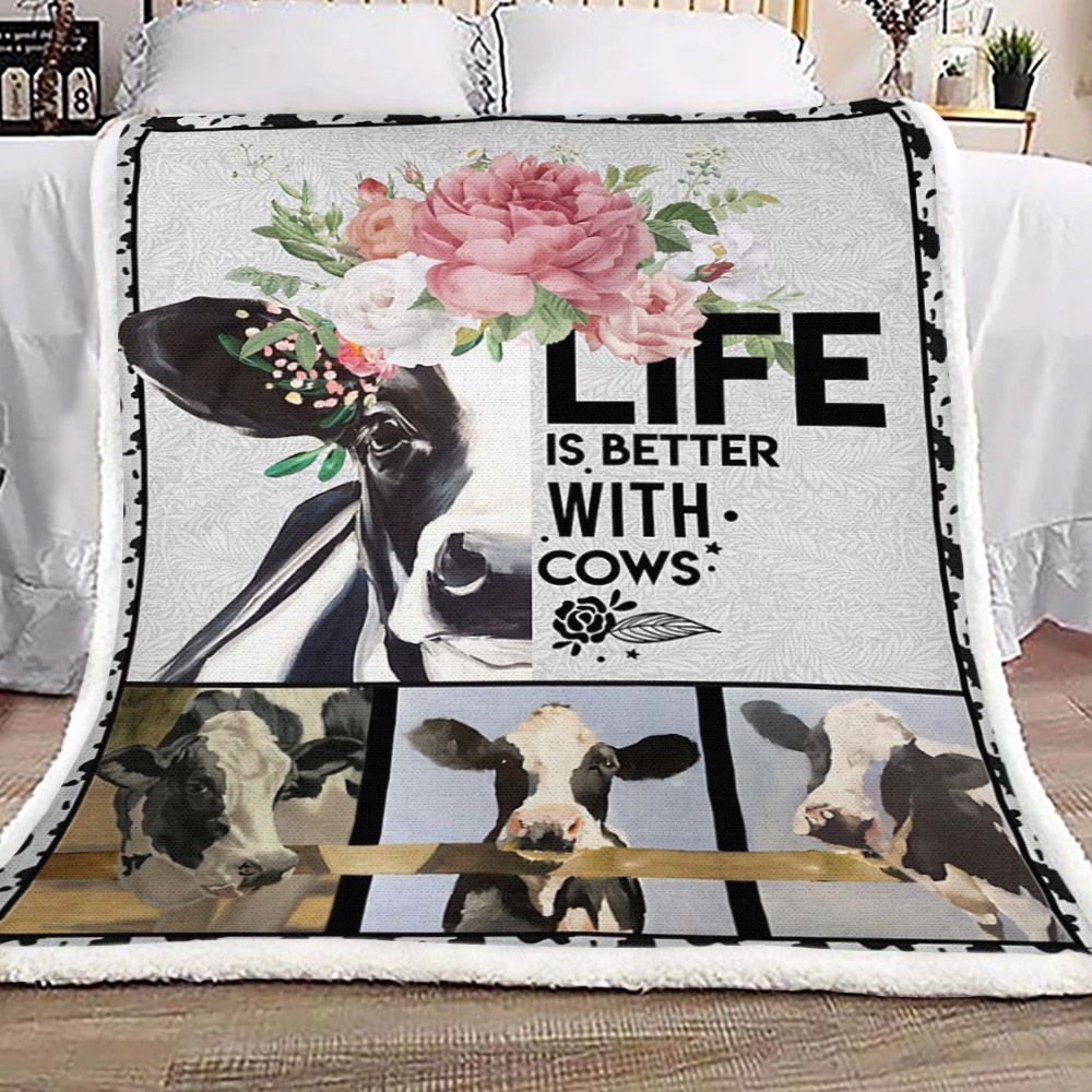 Cows Farm Sherpa Fleece Blanket