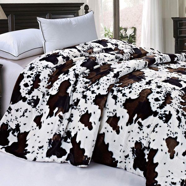 Cows Flower Sherpa Fleece Blanket