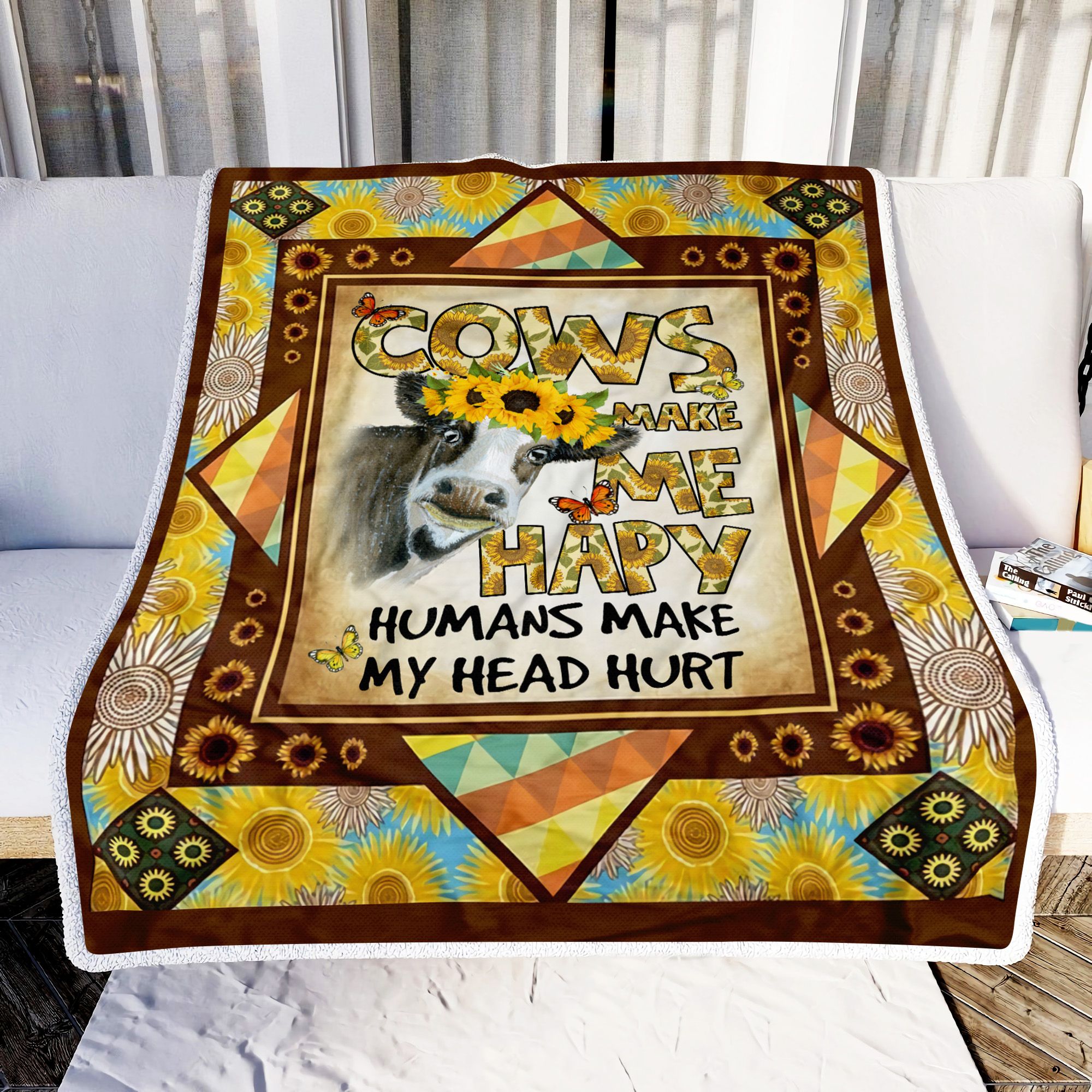 Cows Make Me Happy Fleece Blanket