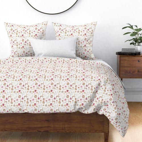Cozy Snow Day White Winter Holidays Fabric Nostalgic Bedding Set