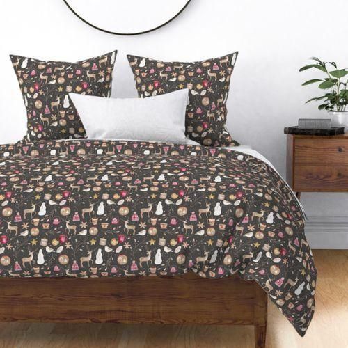 Cozy Snow Day Winter Holidays Fabric Bedding Set